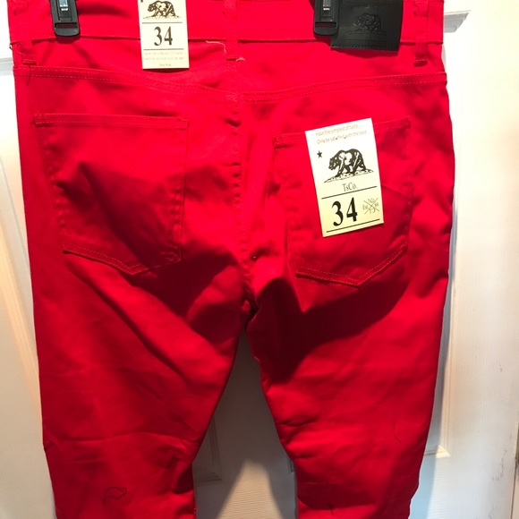 California Republic Red Stretch Jeans Size 34 - Picture 3 of 5